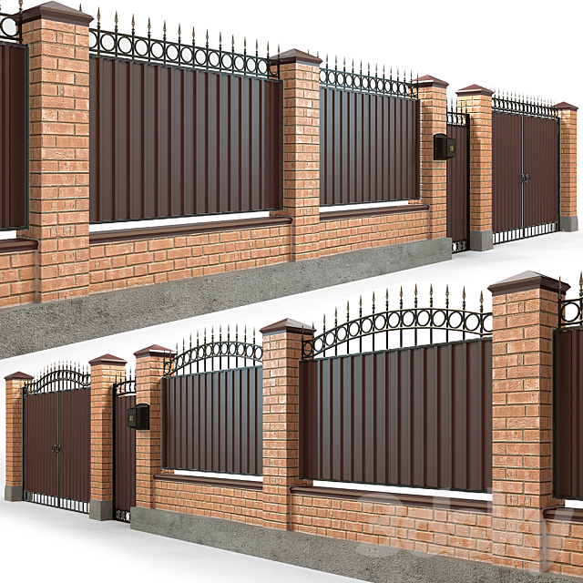 Fence with gate and wicket 5 3DSMax File - thumbnail 1