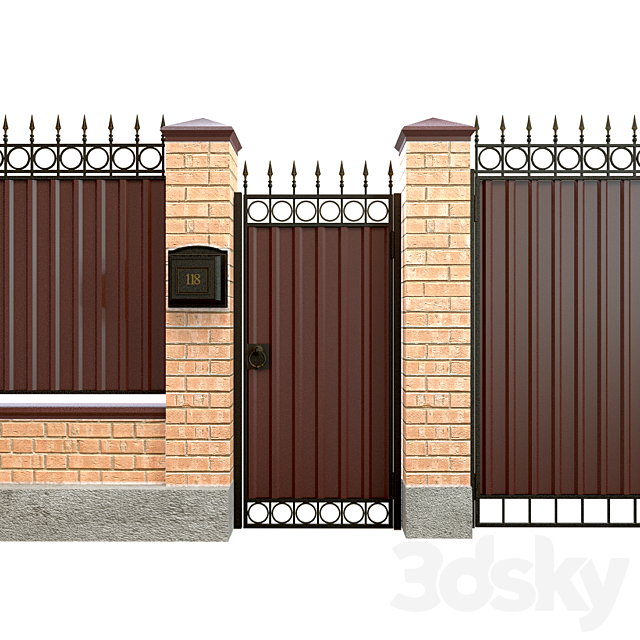 Fence with gate and wicket 5 3DSMax File - thumbnail 4