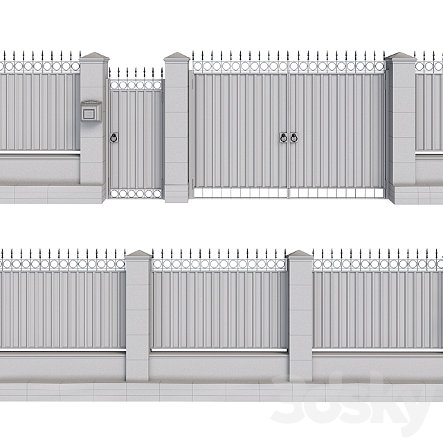 Fence with gate and wicket 5 3DSMax File - thumbnail 5