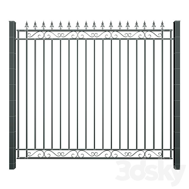 Fence with gate and wicket 6 3DSMax File - thumbnail 3