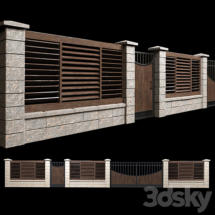 Fence with gates and wicket 2 3DS Max - thumbnail 1