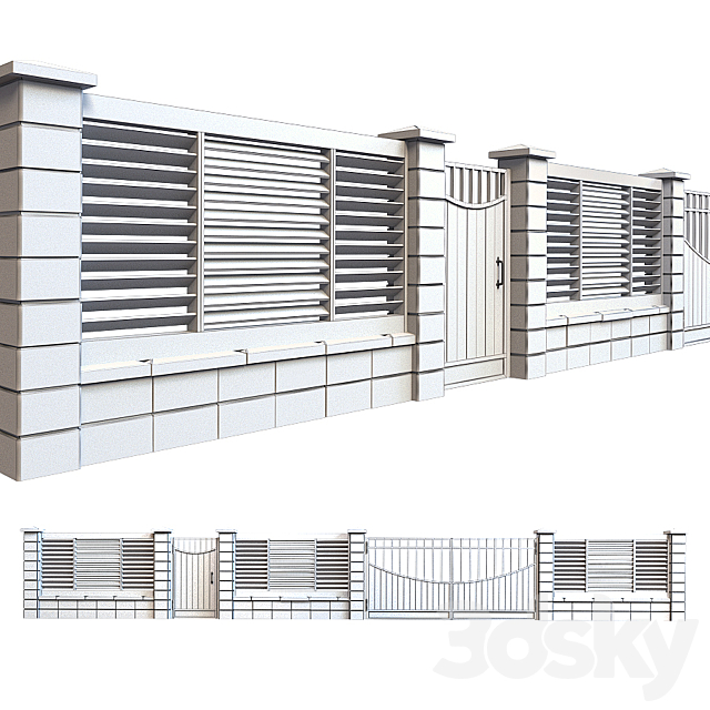 Fence with gates and wicket 2 3DSMax File - thumbnail 3