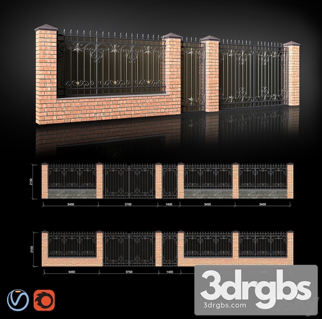 Fence With Gates Wicket 3dsmax Download - thumbnail 1