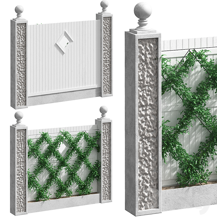 Fence with landscaping 3DS Max - thumbnail 3