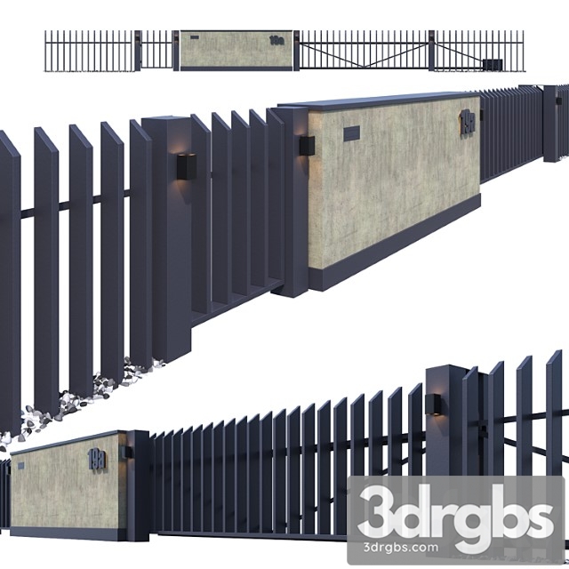 Fence With Sliding Gates 3dsmax Download - thumbnail 1