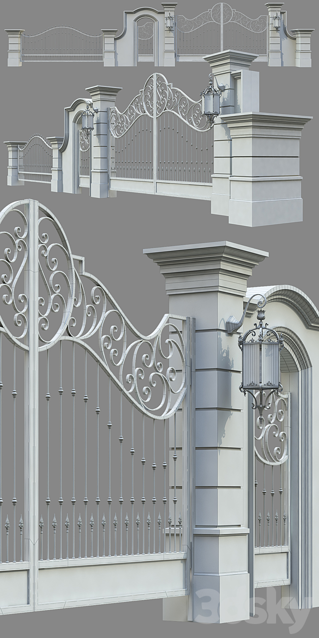 Forged fence 3DS Max Model - thumbnail 3