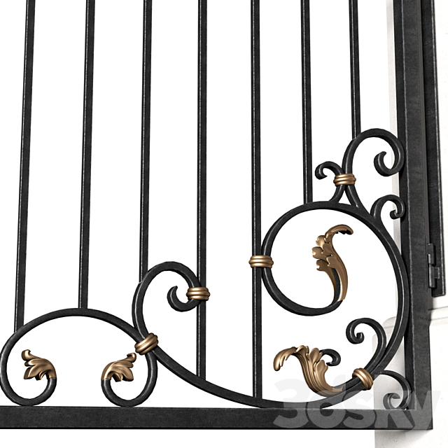 Forged gates in a classic style.DUAL Entrance Driveway Fence Iron Gate set 3ds Max - thumbnail 3