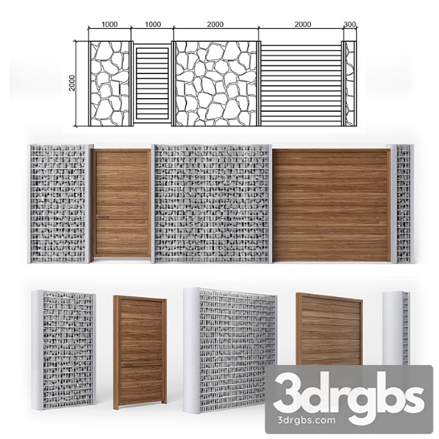 Gabion Fence 1 3dsmax Download - thumbnail 1