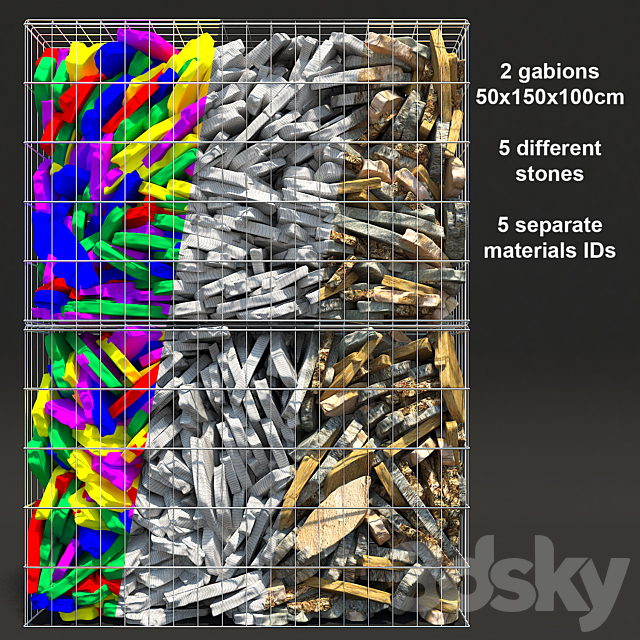 Gabion Flat Stone 3DS Max Model - thumbnail 3