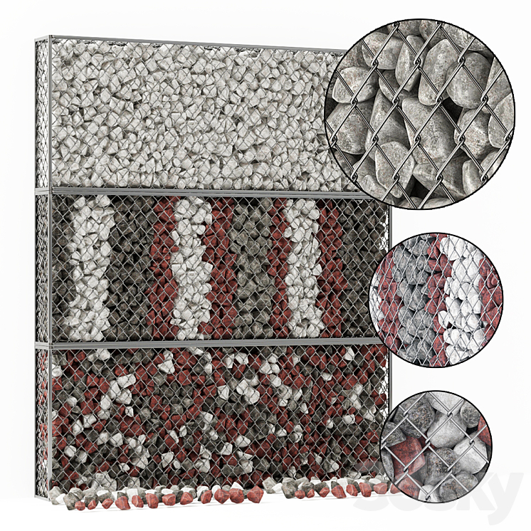 Gabion medium stone color 3DS Max - thumbnail 1