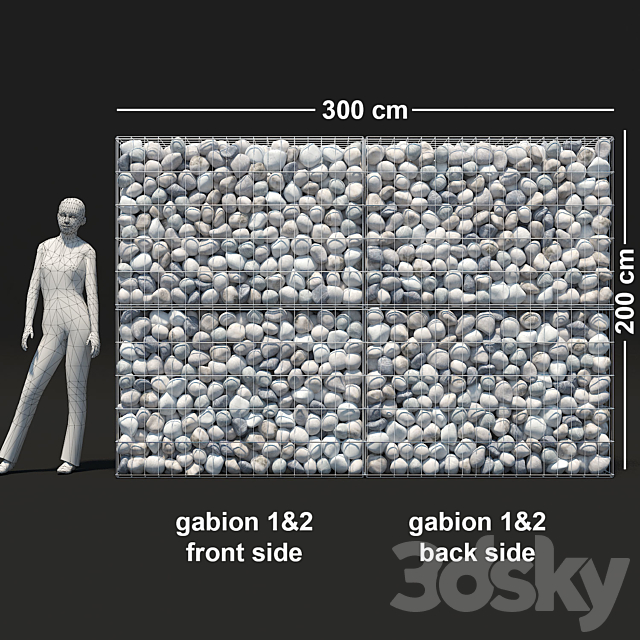 Gabion Riverstone 3DS Max Model - thumbnail 2