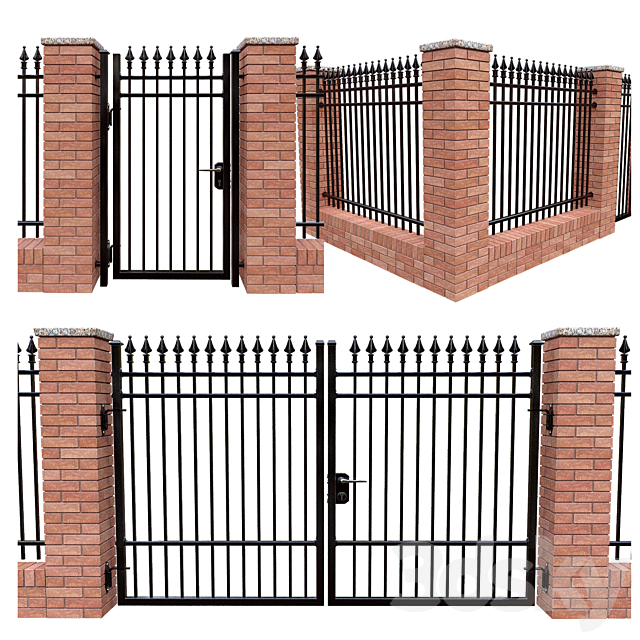 Iron fence set – classic 3DS Max Model - thumbnail 2