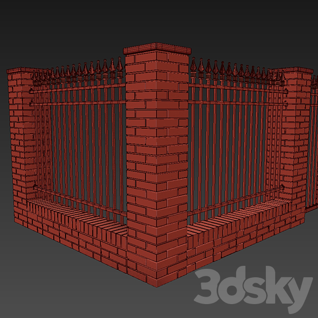 Iron fence set – classic 3DS Max Model - thumbnail 6