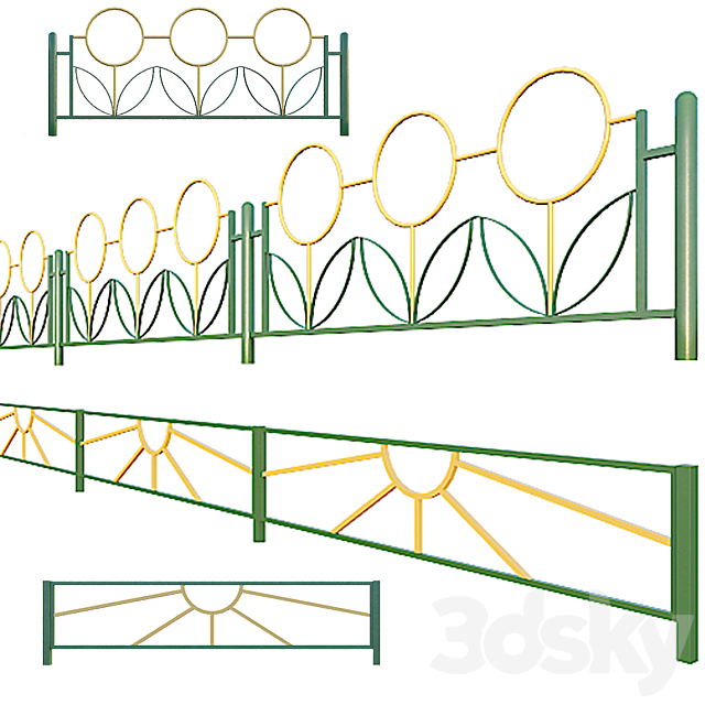 Lawn fencing 3DS Max Model - thumbnail 2