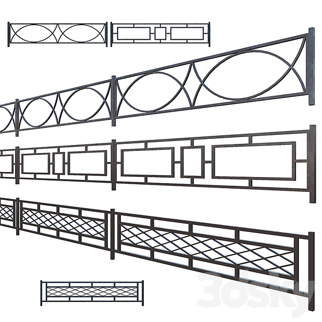 Lawn fencing 3DS Max Model - thumbnail 3