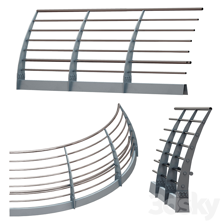 Metal bridge deck fencing of the embankment 3DS Max - thumbnail 1