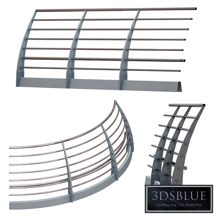 Metal bridge deck fencing of the embankment 3DS Max - thumbnail 3