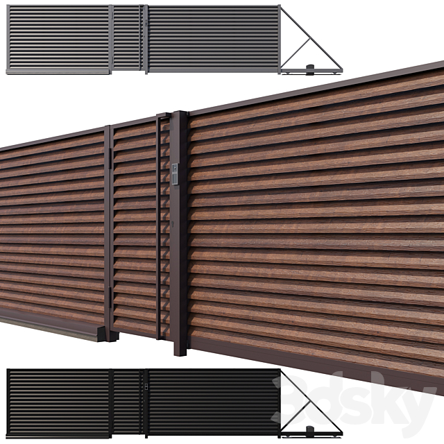 modular louvered fencing 3ds Max - thumbnail 1