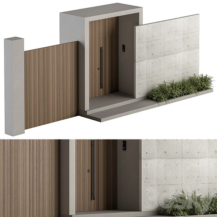 Outdoor Entrance and Fence 05 – Architecture Element 3DS Max - thumbnail 1