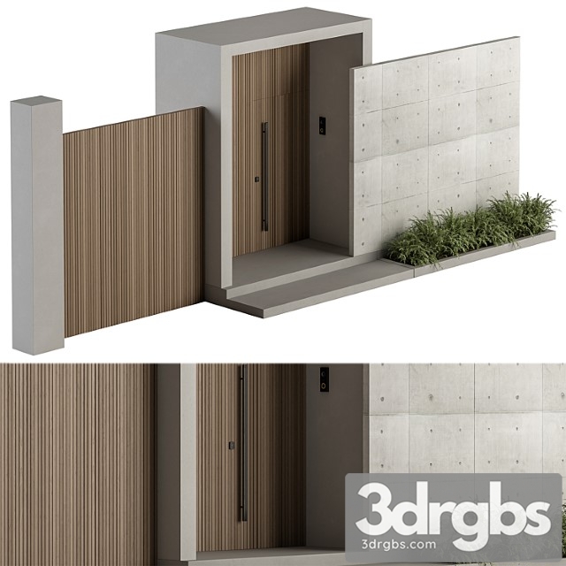 Outdoor entrance and fence 05 architecture element 3dsmax Download - thumbnail 1