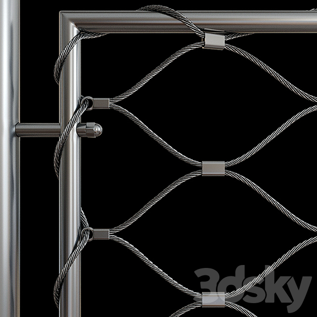 Railing mesh stainless steel cable 3DS Max Model - thumbnail 2