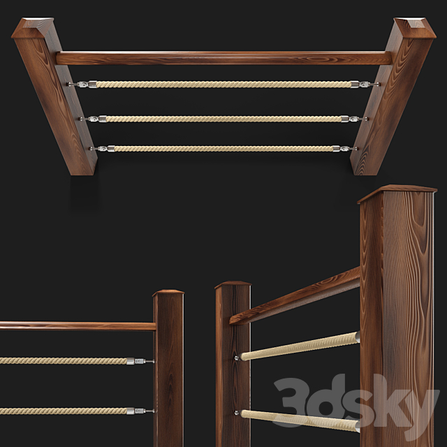 Rope fencing 3DS Max Model - thumbnail 3