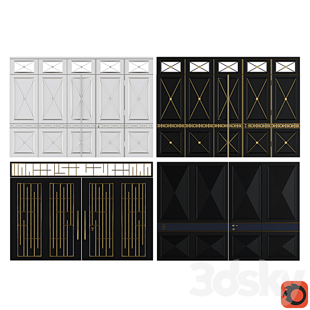 Set of author’s metal hinged gates 3ds Max - thumbnail 1