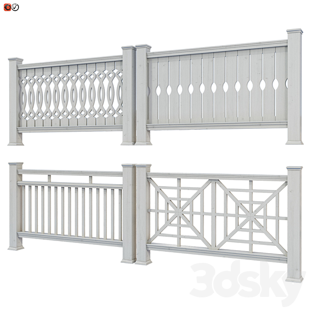 Set of handrails and terrace railing 4 3ds Max - thumbnail 1