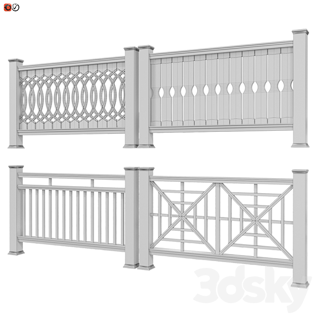 Set of handrails and terrace railing 4 3ds Max - thumbnail 2