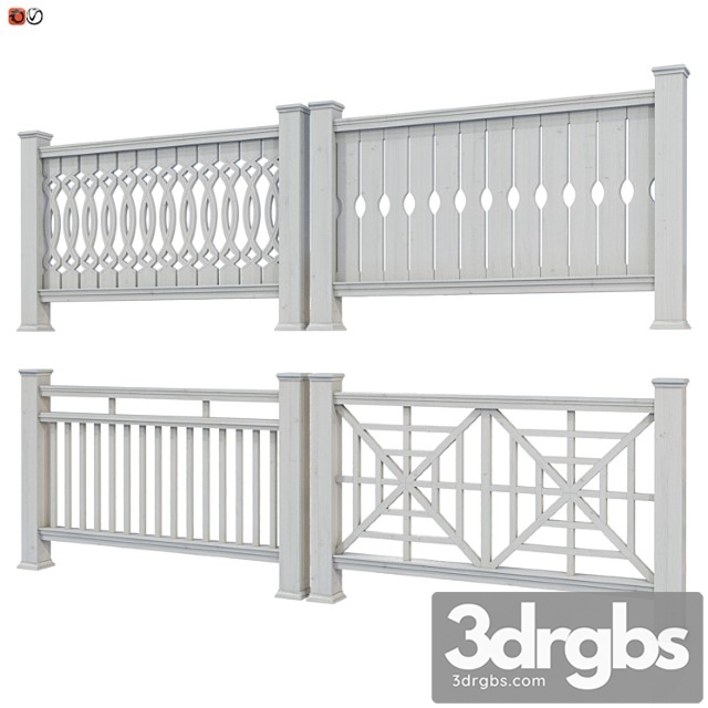 Set of handrails and terrace railing 4 3dsmax Download - thumbnail 1