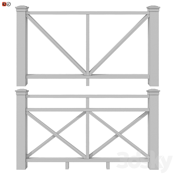 Set of handrails and terrace railing 6 3DS Max - thumbnail 2