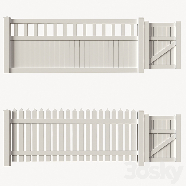 Set of PVC fences + wicket 3DS Max - thumbnail 1