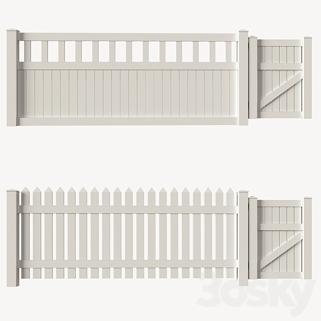 Set of PVC fences + wicket 3DSMax File - thumbnail 1