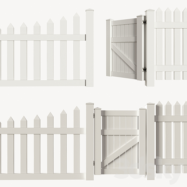 Set of PVC fences + wicket 3DSMax File - thumbnail 2