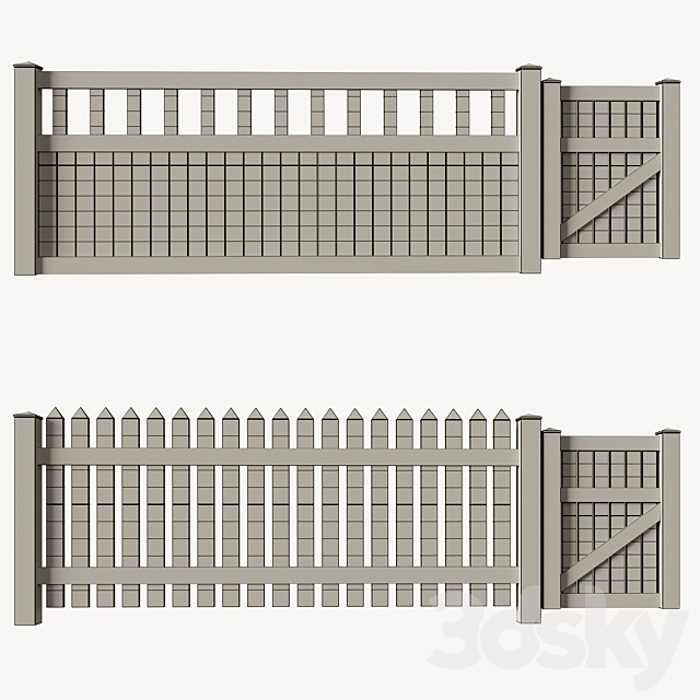 Set of PVC fences + wicket 3DSMax File - thumbnail 3