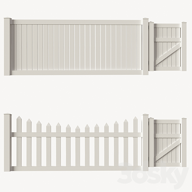 Set of PVC fences + wicket 3DSMax File - thumbnail 4