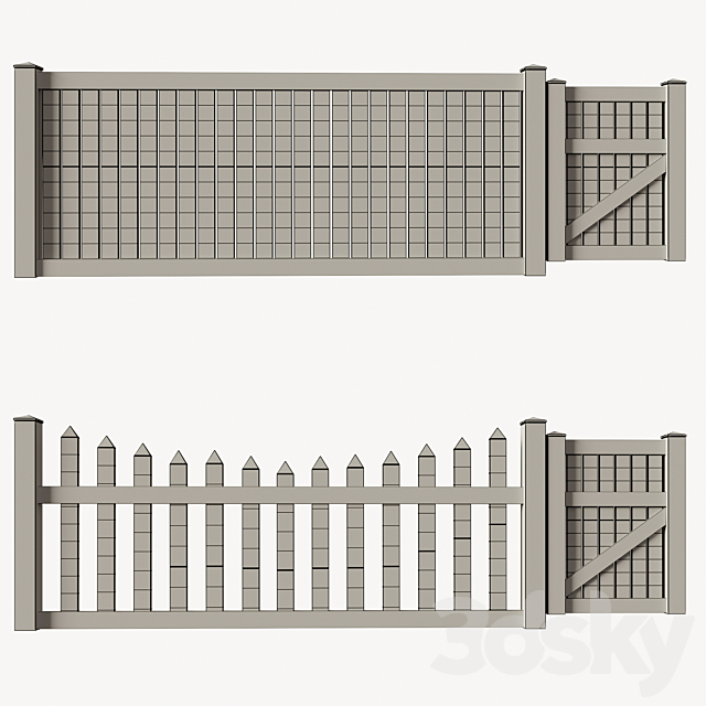 Set of PVC fences + wicket 3DSMax File - thumbnail 5