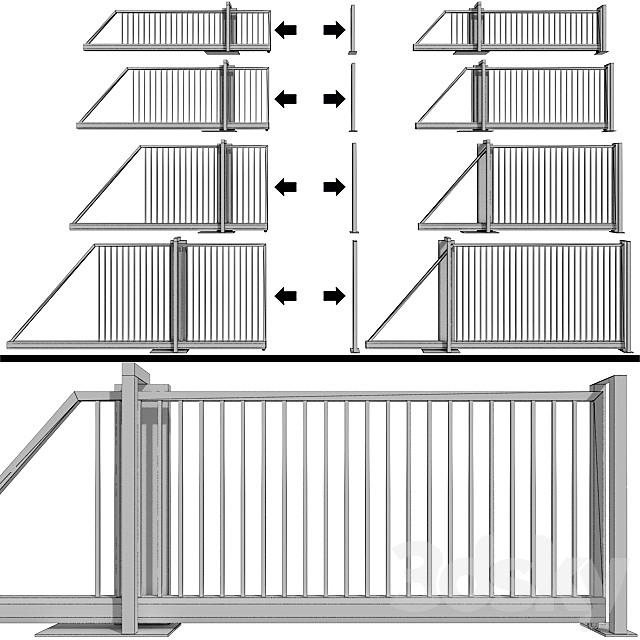 Sliding gate wicket 3DS Max Model - thumbnail 2