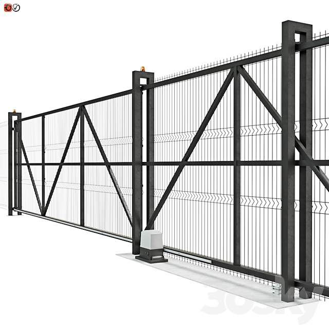 Sliding industrial mesh gates 3ds Max - thumbnail 3