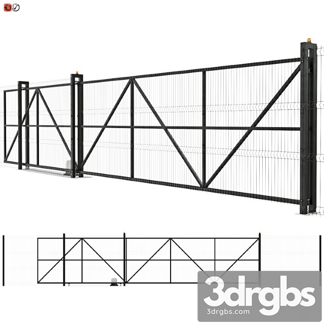 Sliding industrial mesh gates 3dsmax Download - thumbnail 1