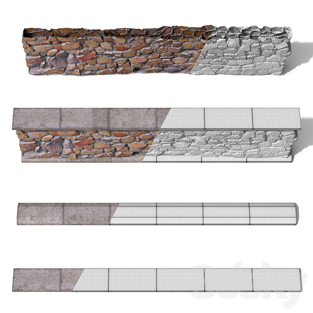 Stone wall 3DS Max Model - thumbnail 3