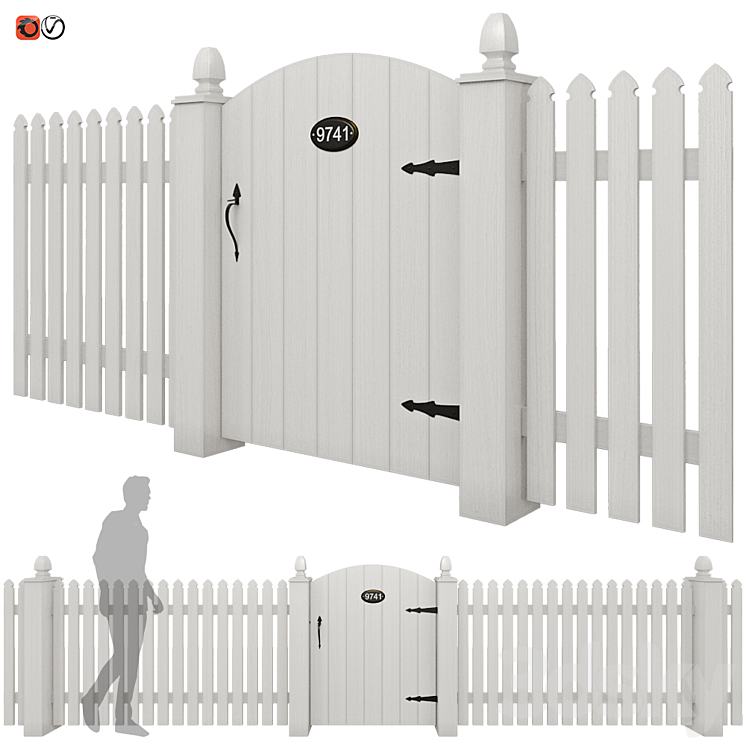 White picket fence_01 3DS Max - thumbnail 1