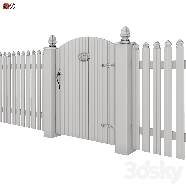 White picket fence_01 3DS Max - thumbnail 2