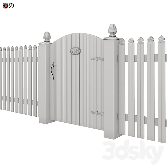 White picket fence_01 3DSMax File - thumbnail 2
