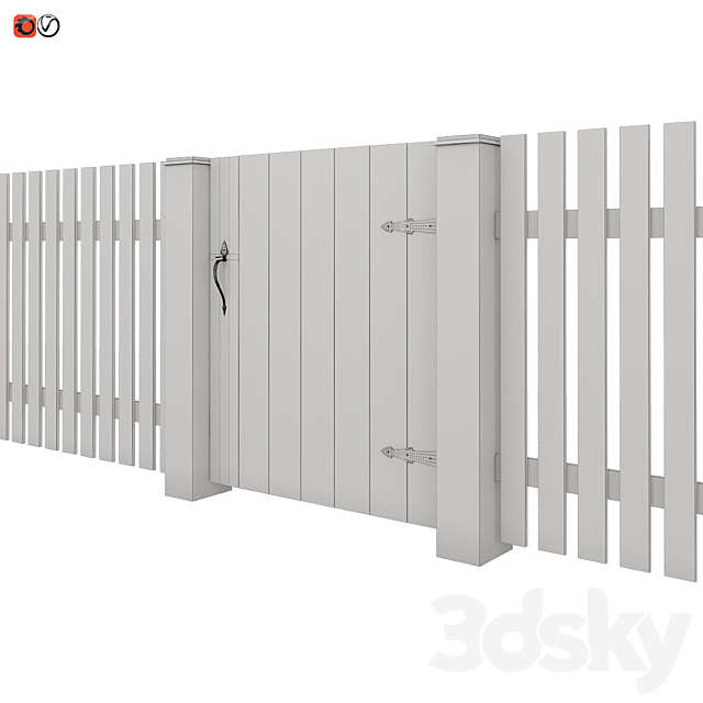 White picket fence_02 3ds Max - thumbnail 2