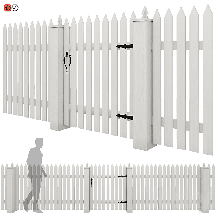 White picket fence_03 3DS Max - thumbnail 1