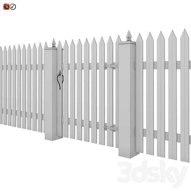 White picket fence_03 3DSMax File - thumbnail 2