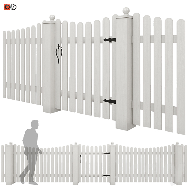 White picket fence_05 3ds Max - thumbnail 1