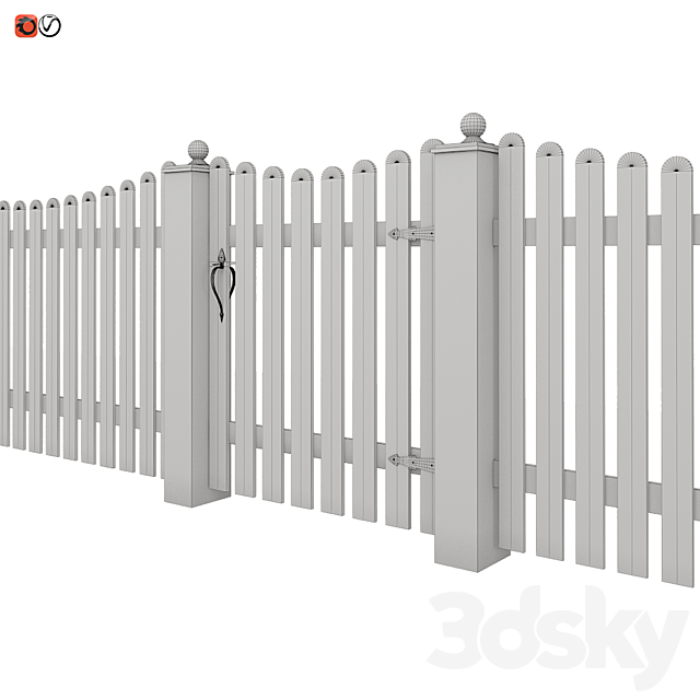 White picket fence_05 3ds Max - thumbnail 2