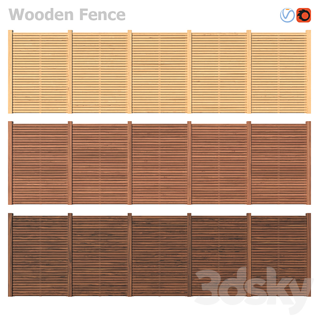 Wooden Fence 3ds Max - thumbnail 2